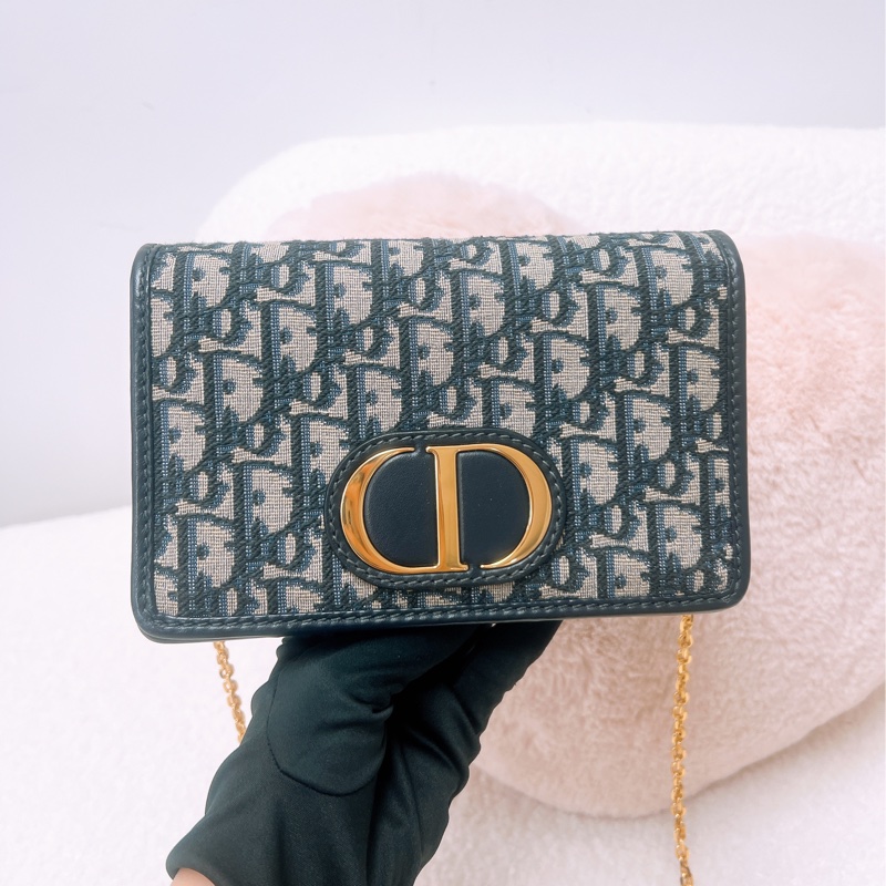 Dior 30蒙田藍色老花 二合一woc/腰包-1