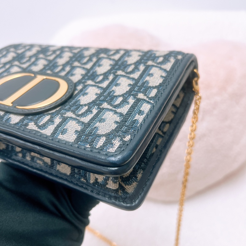 Dior 30蒙田藍色老花 二合一woc/腰包-3