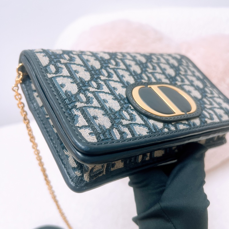 Dior 30蒙田藍色老花 二合一woc/腰包-4