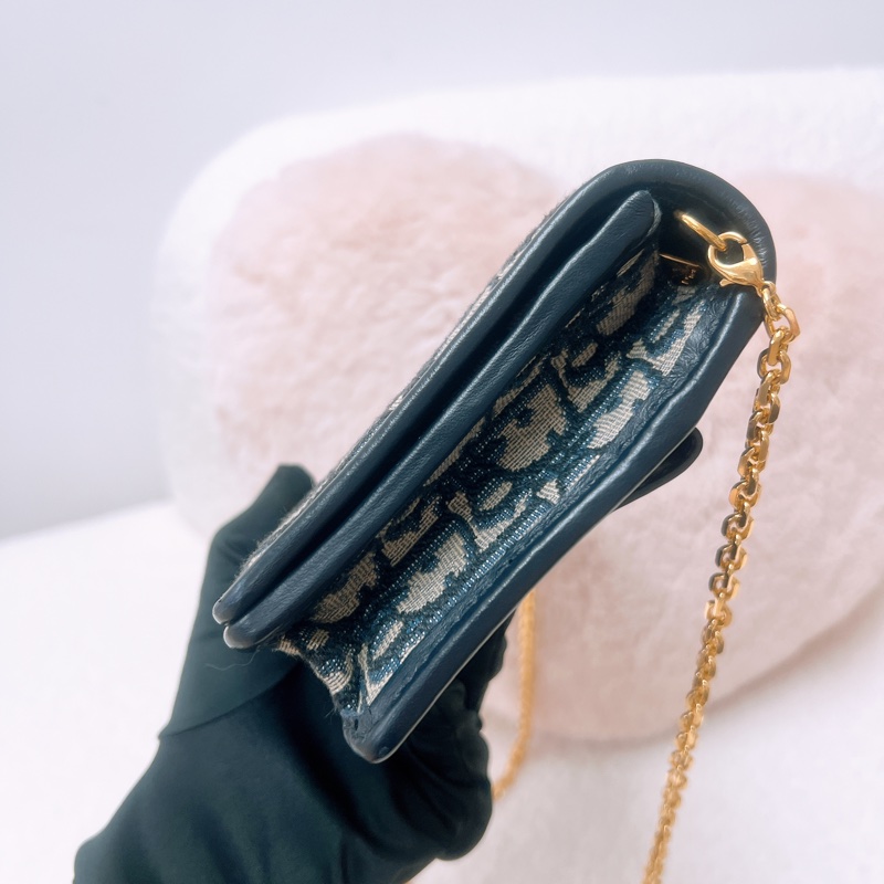 Dior 30蒙田藍色老花 二合一woc/腰包-5