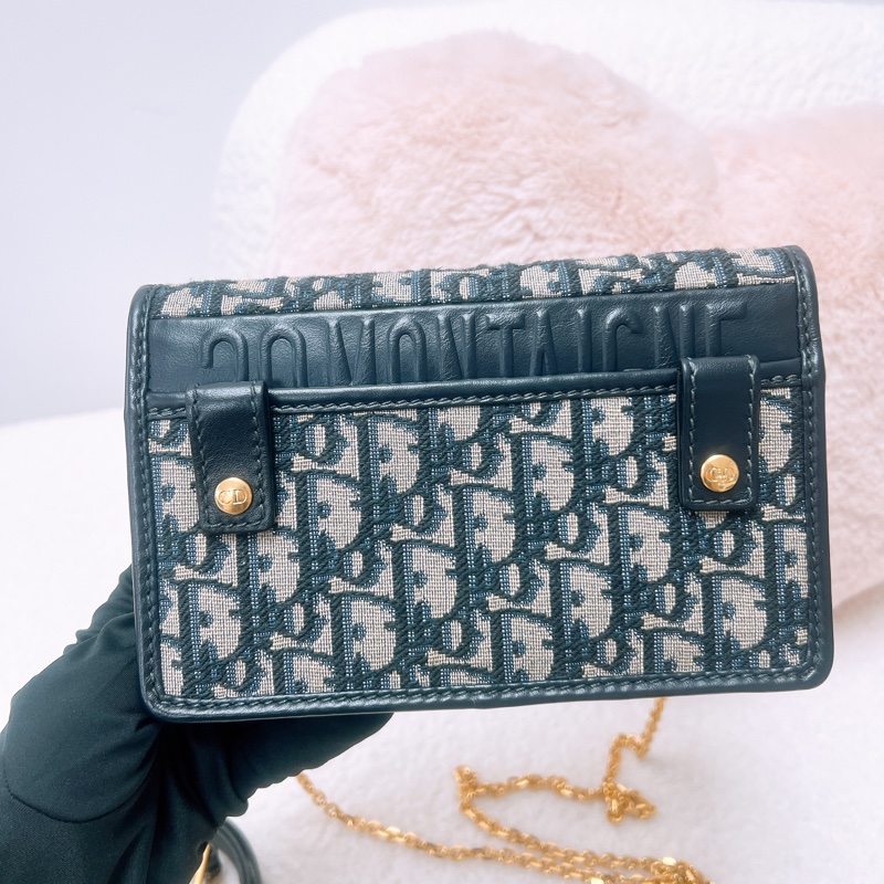 Dior 30蒙田藍色老花 二合一woc/腰包-7