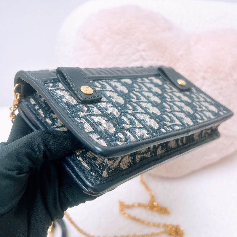 Dior 30蒙田藍色老花 二合一woc/腰包-8