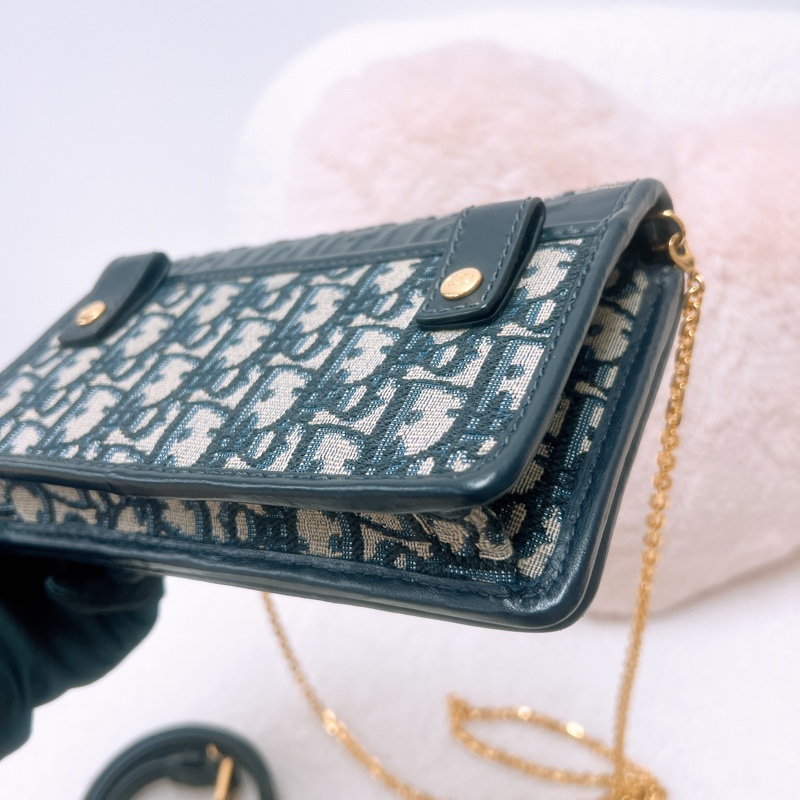 Dior 30蒙田藍色老花 二合一woc/腰包-9