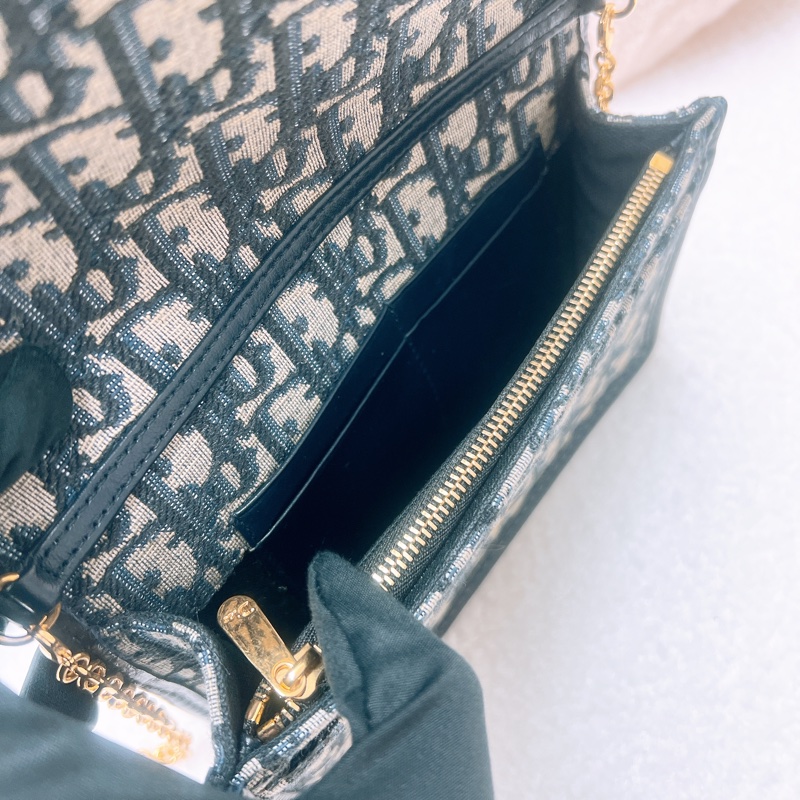 Dior 30蒙田藍色老花 二合一woc/腰包-10