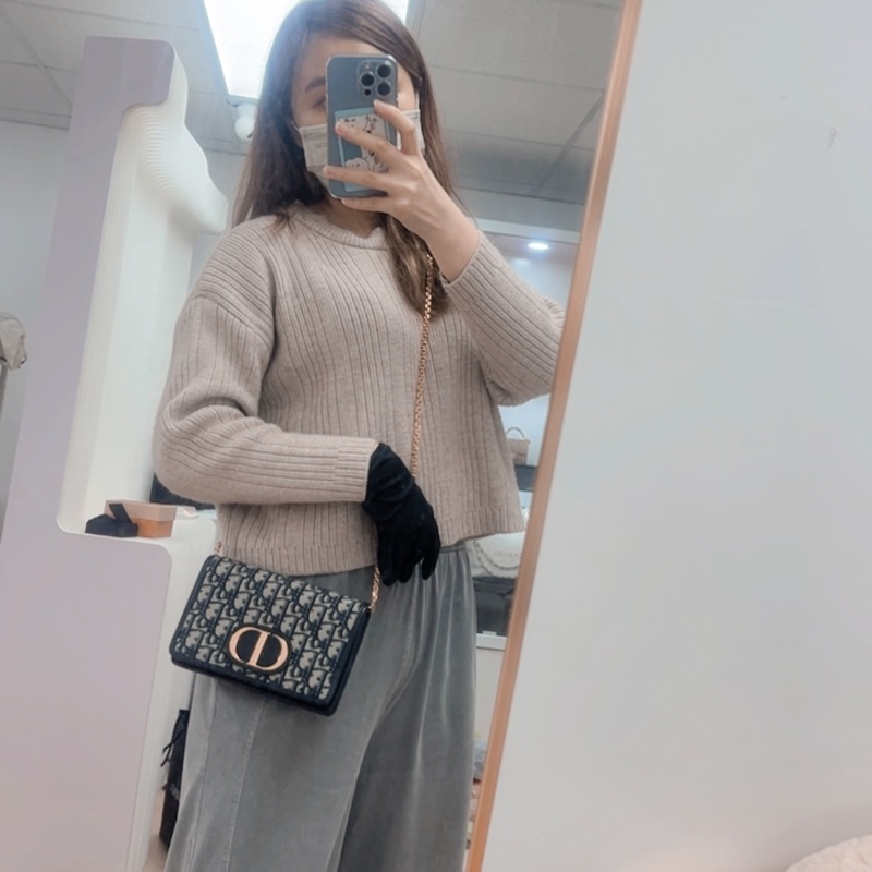 Dior 30蒙田藍色老花 二合一woc/腰包-13