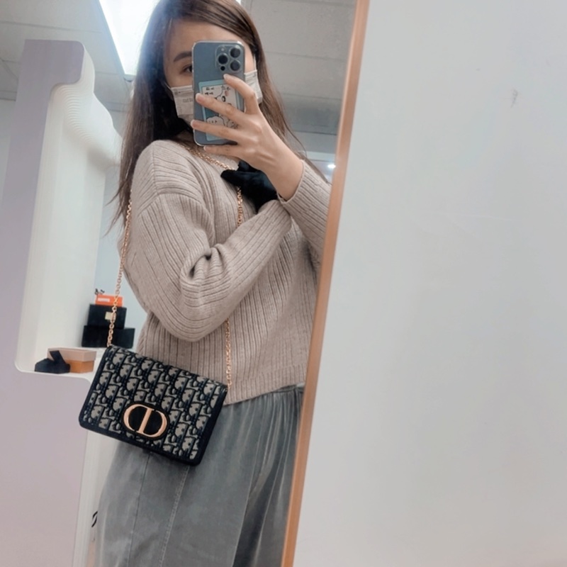 Dior 30蒙田藍色老花 二合一woc/腰包-14