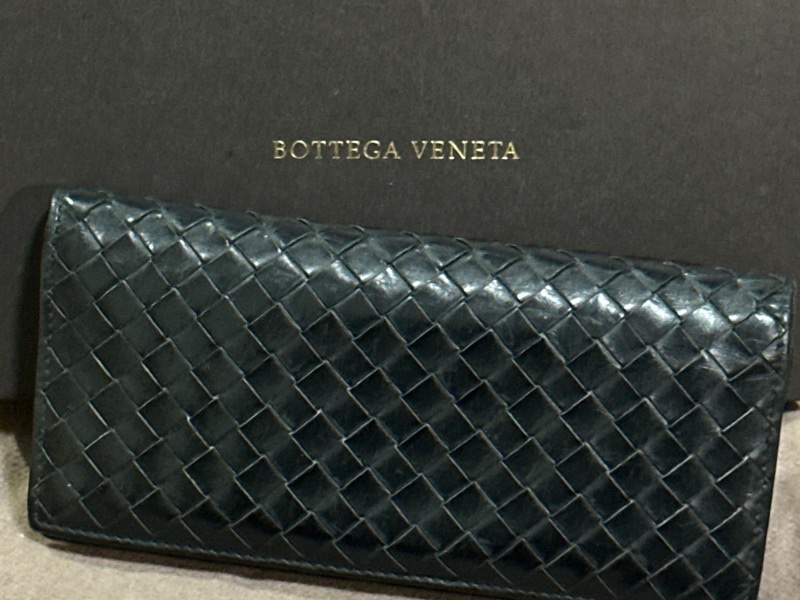 【9成新・全套配件】BV 經典墨黑編織小羊皮極簡長夾(剛完成頂級保養)-15