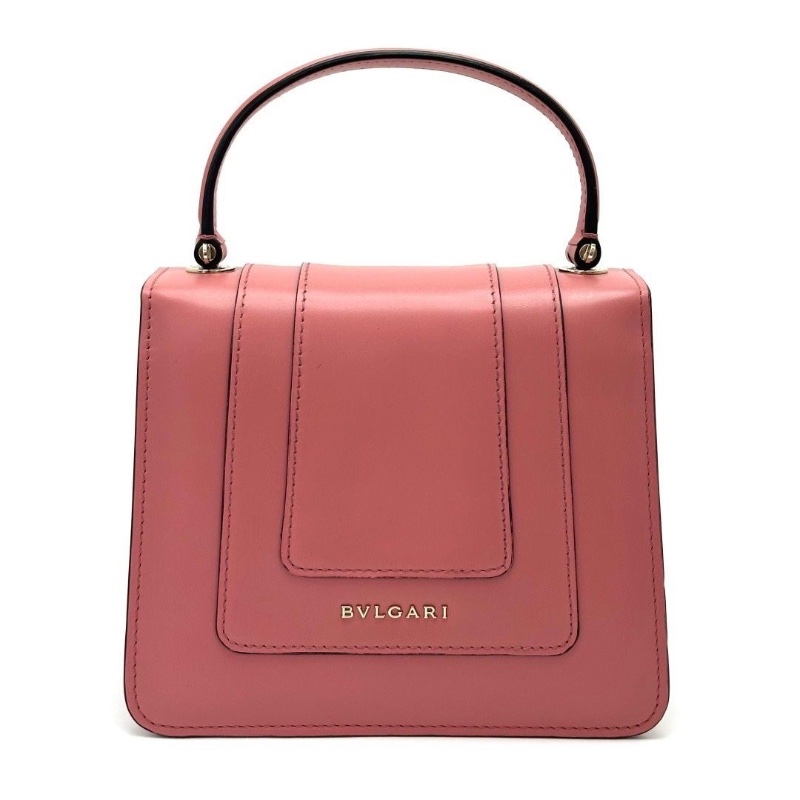 BVLGARI 粉色小號蛇頭風琴 手提斜背包18.5*15*8 9新配件塵袋 雨衣 鏡子 卡冊 保卡-2