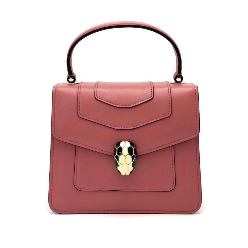 BVLGARI 粉色小號蛇頭風琴 手提斜背包18.5*15*8 9新配件塵袋 雨衣 鏡子 卡冊 保卡-3