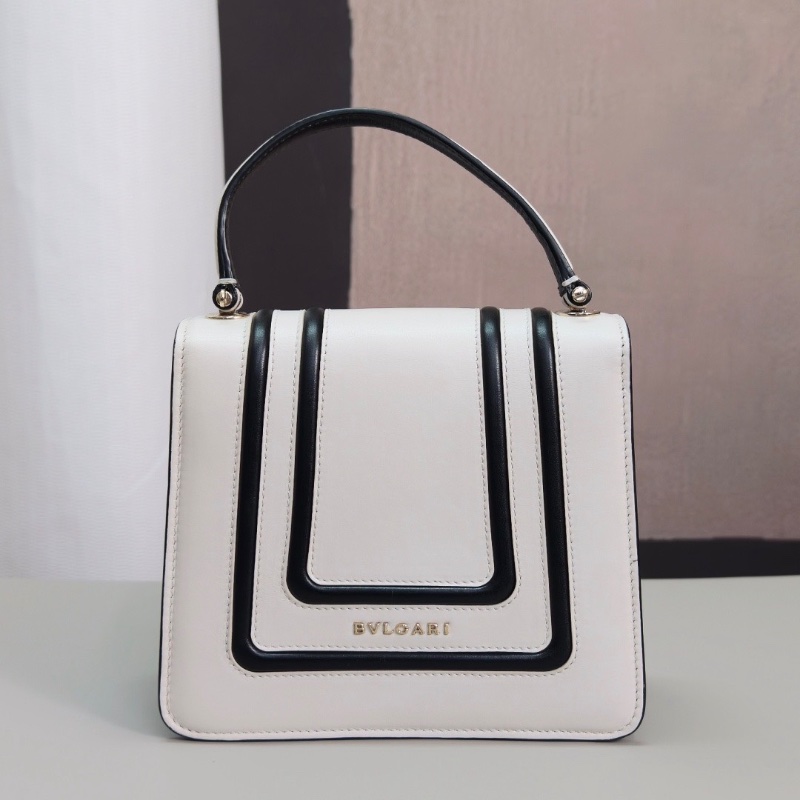 BVLGARI 黑白拼色蛇頭 手提斜背風琴包18.5*16*10 98新配件塵袋 雨衣 鏡子-7