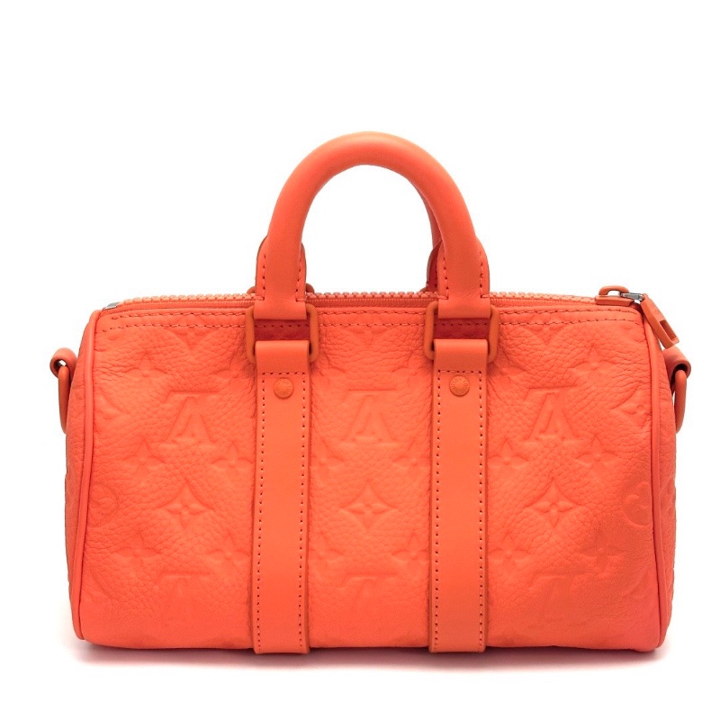 LV Keepall25橙色壓花 手提肩背斜背包 25*15*11 99新配件塵袋 芯片款-4