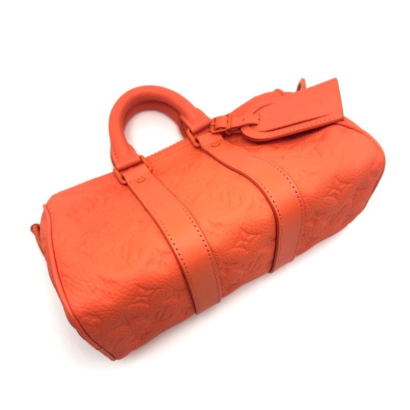 LV Keepall25橙色壓花 手提肩背斜背包 25*15*11 99新配件塵袋 芯片款-5