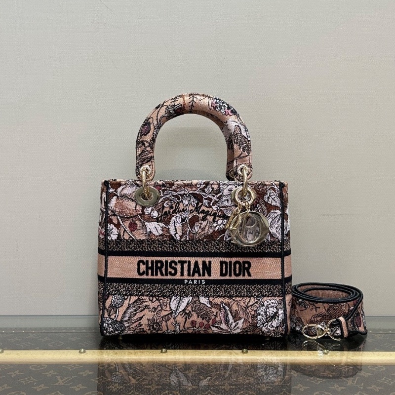 DIOR 魔法花園刺繡帆布五格 黛妃肩背斜背包24*20*12 98新配件肩帶 塵袋-1