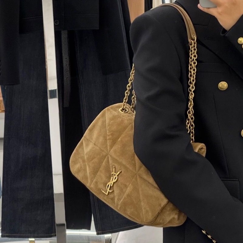 YSL 麂皮金扣jamie4.3 中號肩背斜背包29*20*8 9新配件塵袋-0