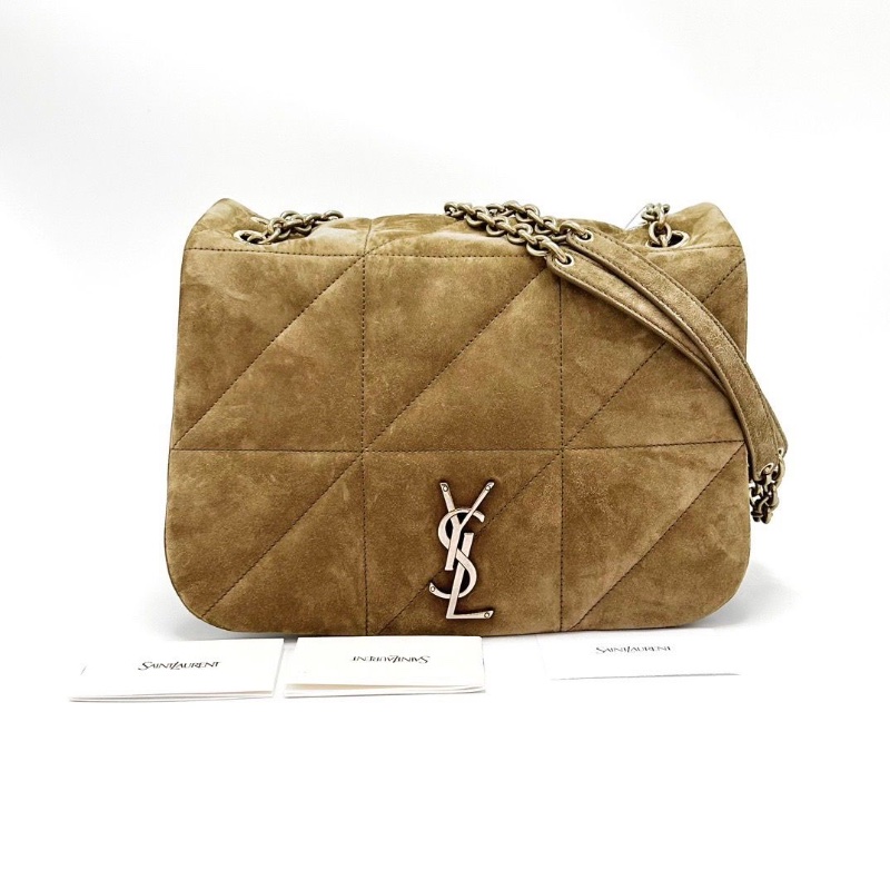 YSL 麂皮金扣jamie4.3 中號肩背斜背包29*20*8 9新配件塵袋-1