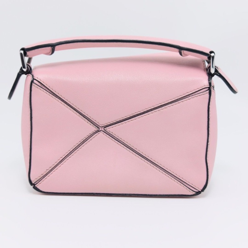 LOEWE粉色銀扣Puzzle mini 手提肩背斜背包17*11*7.5 9新配件塵袋-2