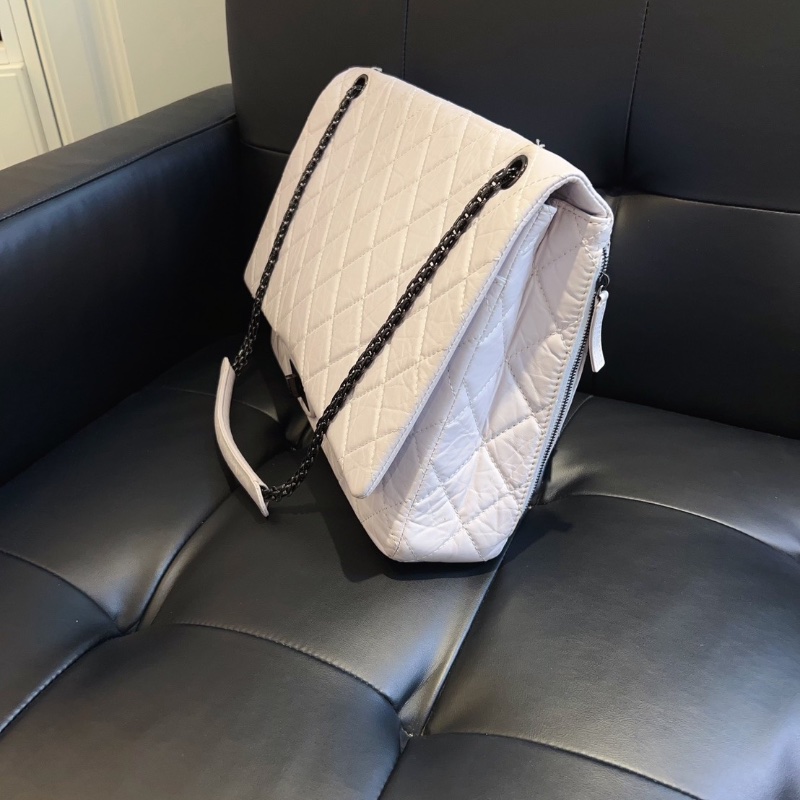 Chanel 菱格紋2.55 白色牛皮 soblackMaxi大號36*28*8  98新配件塵袋-3