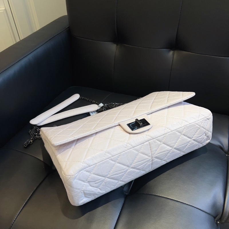 Chanel 菱格紋2.55 白色牛皮 soblackMaxi大號36*28*8  98新配件塵袋-6