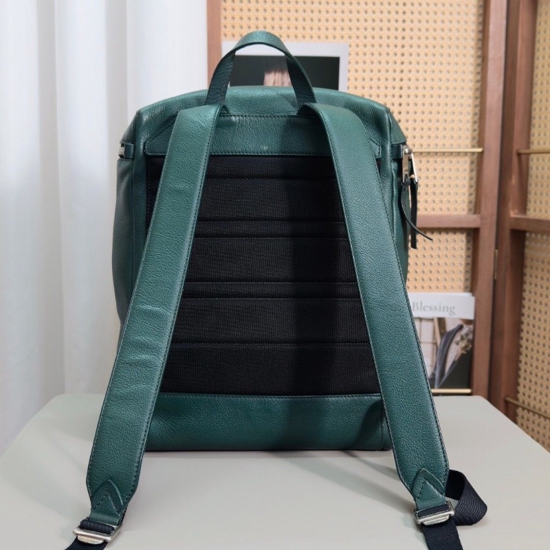 BURBERRY 深綠色全皮帆布後背包30*35*10.5 9新配件吊牌 卡冊-2