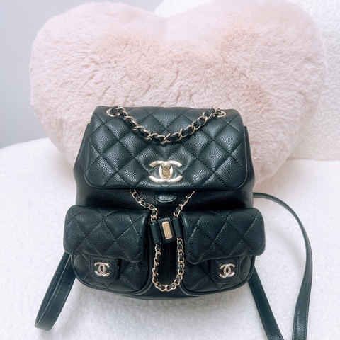 Chanel duma 20.5cm中號黑金雙肩包/青蛙包