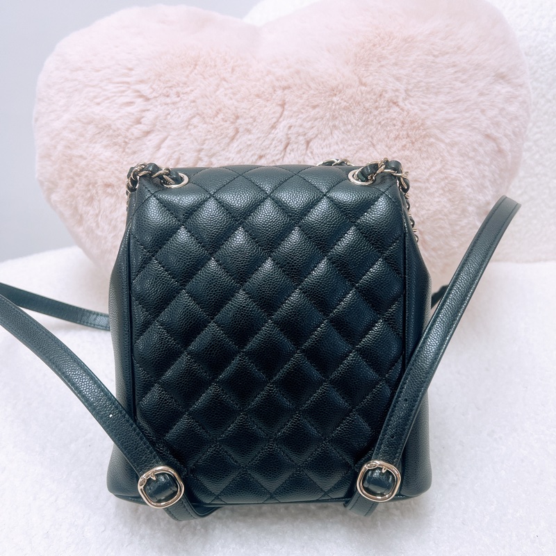 Chanel duma 20.5cm中號黑金雙肩包/青蛙包-1