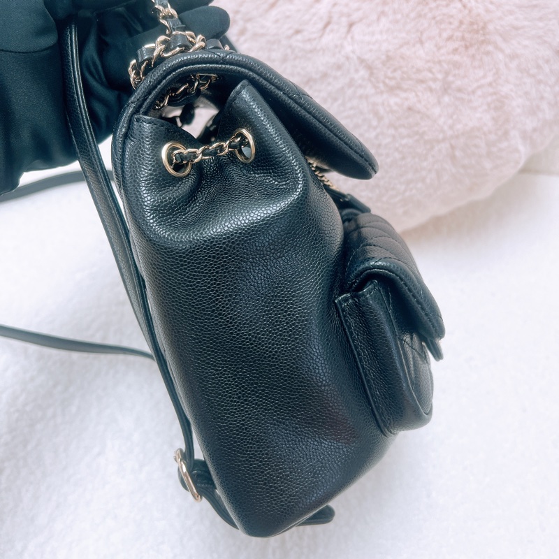 Chanel duma 20.5cm中號黑金雙肩包/青蛙包-4