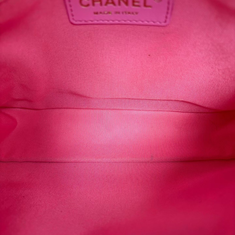 Chanel牛仔郵差包螢光粉色 金扣 22*18*7 98新保卡 塵袋 說明書 購證盒子-2