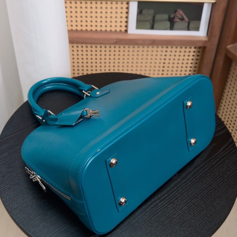 LV 孔雀藍銀扣水波紋貝殼 Alma BB手提肩背斜背包31*23*15 95新配件塵袋 鑰匙-4