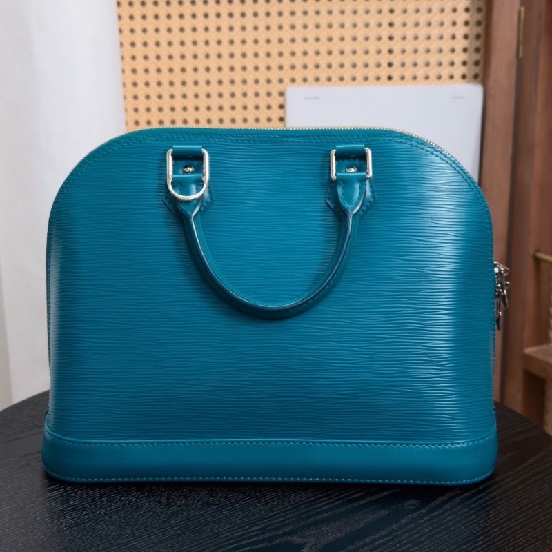 LV 孔雀藍銀扣水波紋貝殼 Alma BB手提肩背斜背包31*23*15 95新配件塵袋 鑰匙-6