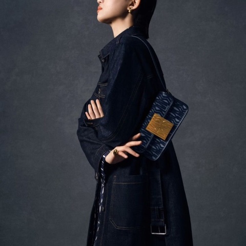 DIOR 牛仔繡布miss翻蓋腋下包22*11*5.5 近新閒置配件盒子塵袋購證