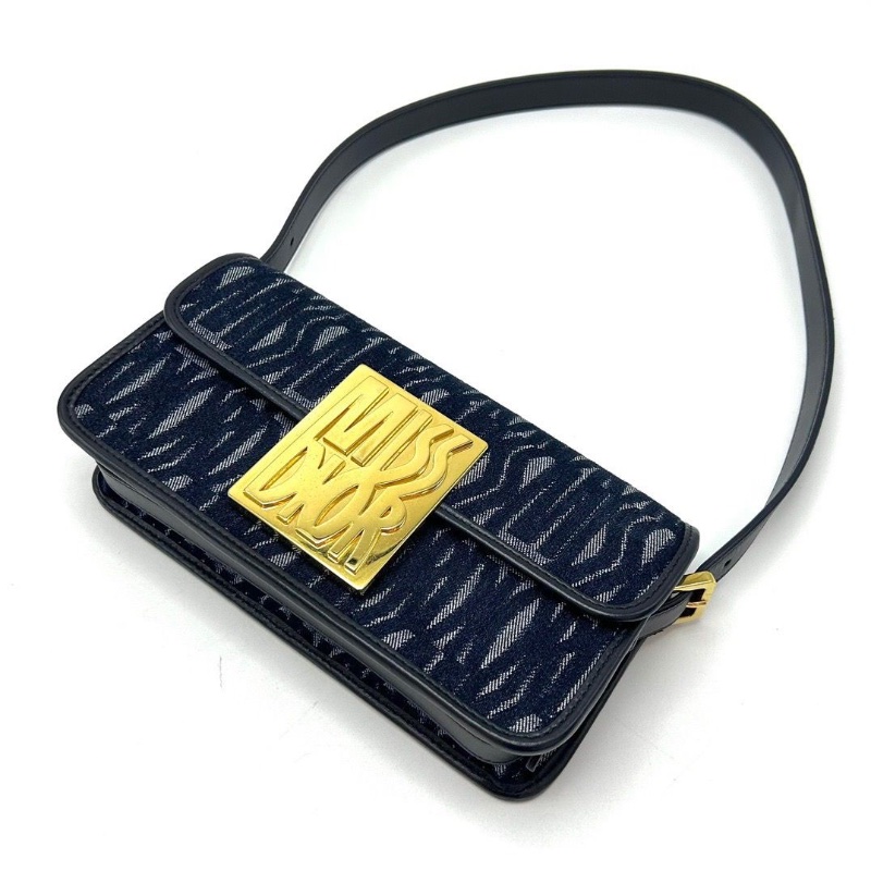 DIOR 牛仔繡布miss翻蓋腋下包22*11*5.5 近新閒置配件盒子塵袋購證-5