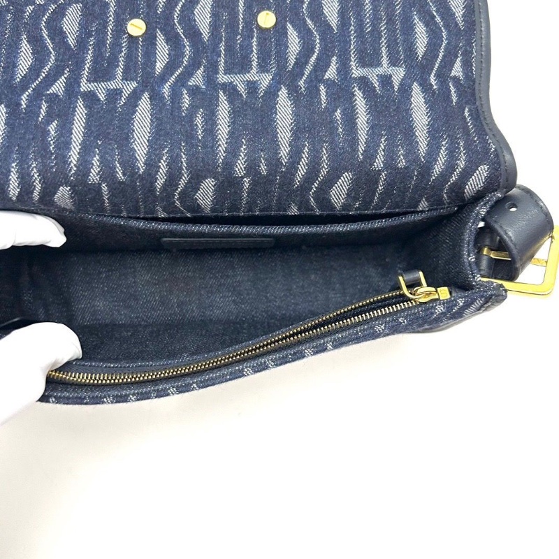 DIOR 牛仔繡布miss翻蓋腋下包22*11*5.5 近新閒置配件盒子塵袋購證-6