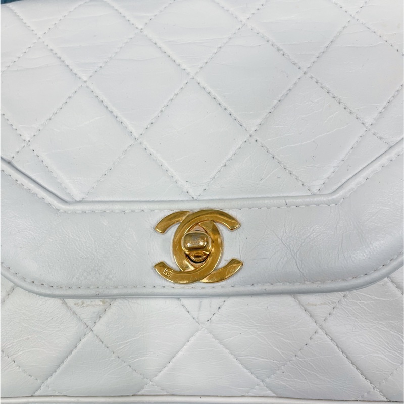 Chanel Vintage Classic White  Diana Bag 白色金扣香奈兒-5