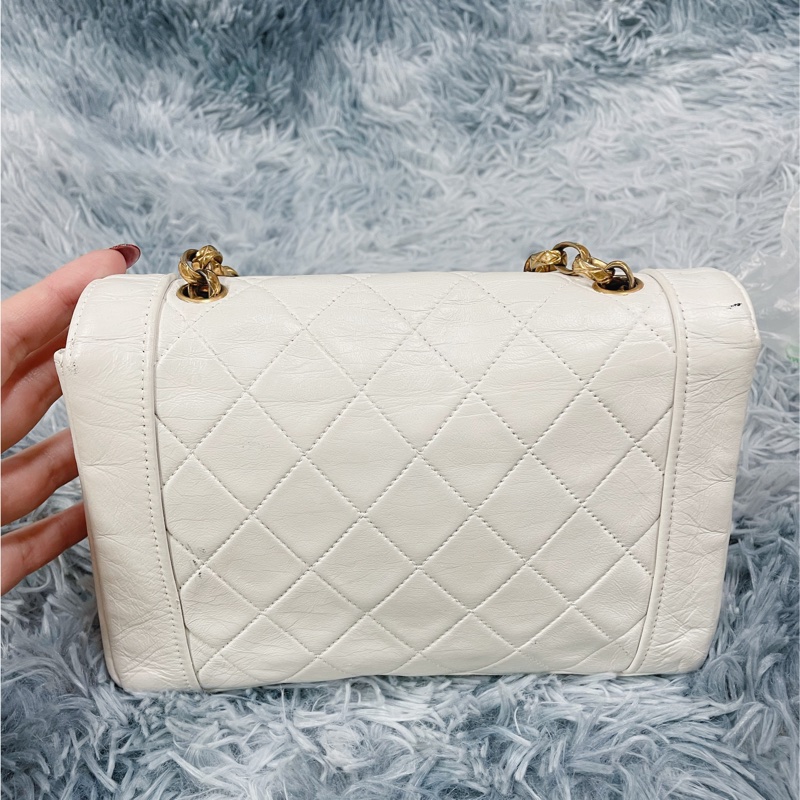 Chanel Vintage Classic White  Diana Bag 白色金扣香奈兒-11