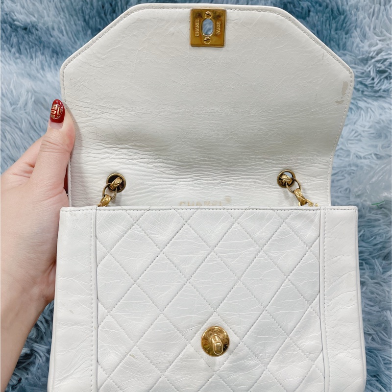 Chanel Vintage Classic White  Diana Bag 白色金扣香奈兒-12
