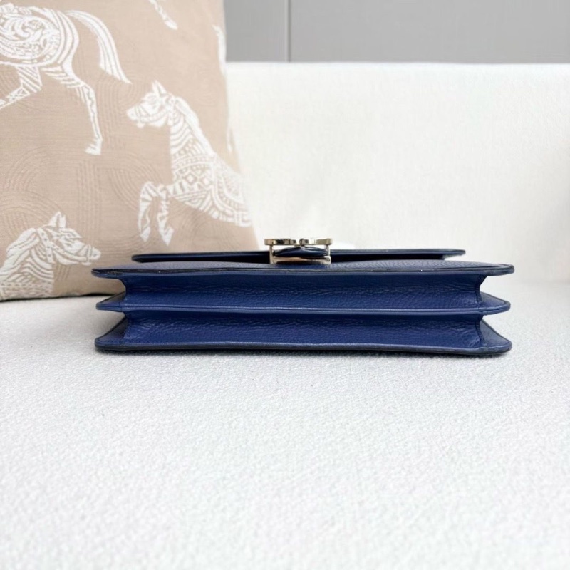 Gucci雙G風琴包中號 藍色 牛皮28*20*8 9新配件塵袋-4