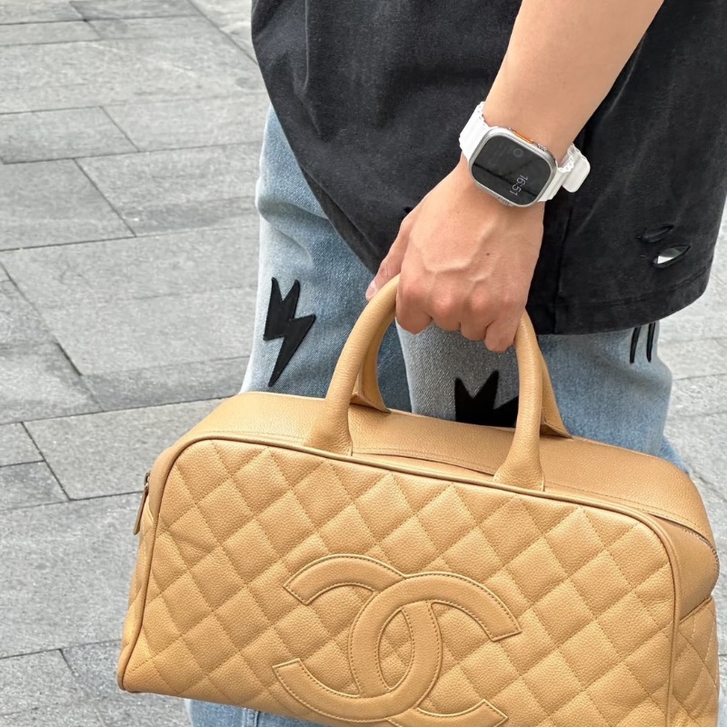 Chanel 中古保齡球大號37×19.5cm 99新配件塵袋-0