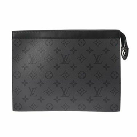路易威登 (LOUIS VUITTON) Monogram Eclipse Reverse Pochette Voyage Grey M69535 男士帆布手拿包 A 級二手 Ginzo