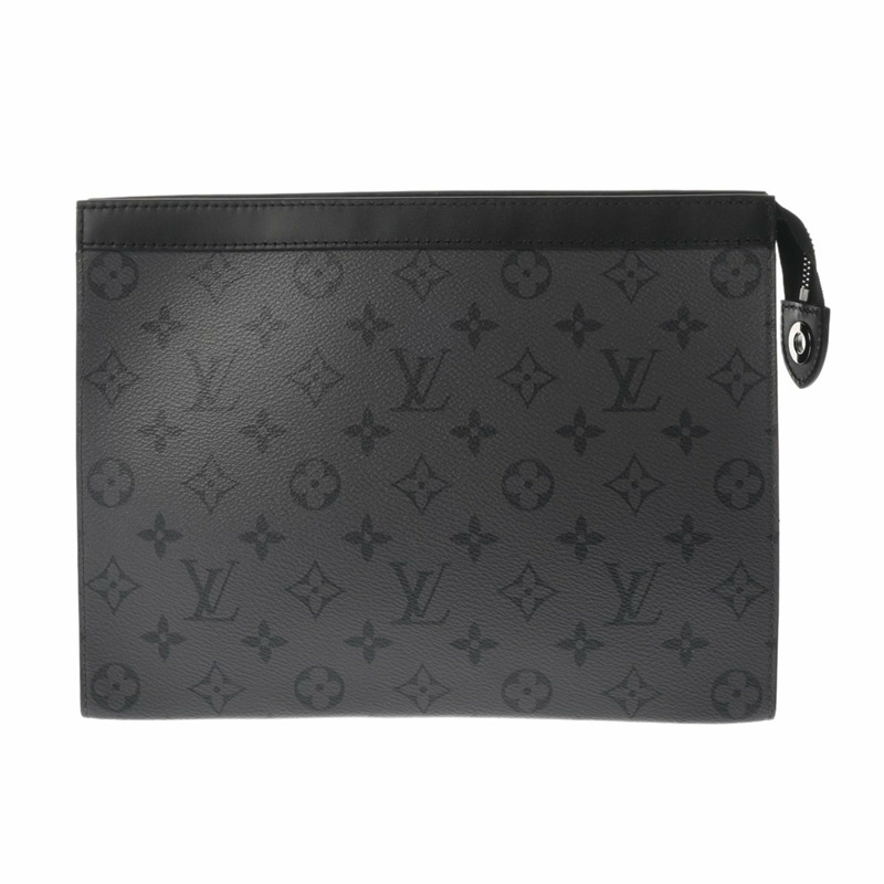 路易威登 (LOUIS VUITTON) Monogram Eclipse Reverse Pochette Voyage Grey M69535 男士帆布手拿包 A 級二手 Ginzo-1