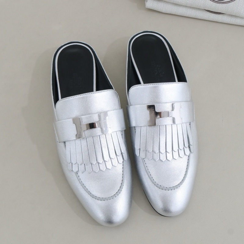 99閒置新 未使用Hermès愛馬仕 Rivoli圓頭包頭女士拖鞋,36碼 配件盒子防塵袋-1