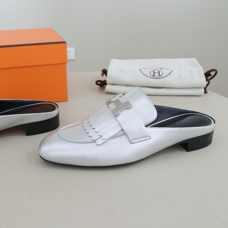 99閒置新 未使用Hermès愛馬仕 Rivoli圓頭包頭女士拖鞋,36碼 配件盒子防塵袋-2