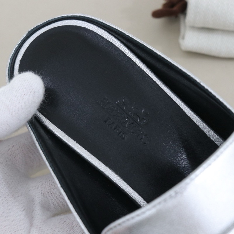 99閒置新 未使用Hermès愛馬仕 Rivoli圓頭包頭女士拖鞋,36碼 配件盒子防塵袋-4