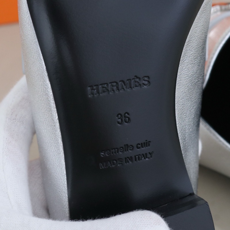 99閒置新 未使用Hermès愛馬仕 Rivoli圓頭包頭女士拖鞋,36碼 配件盒子防塵袋-5