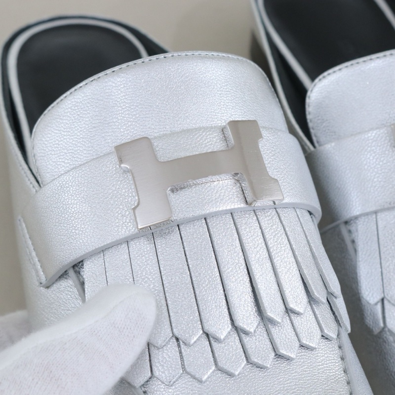 99閒置新 未使用Hermès愛馬仕 Rivoli圓頭包頭女士拖鞋,36碼 配件盒子防塵袋-7