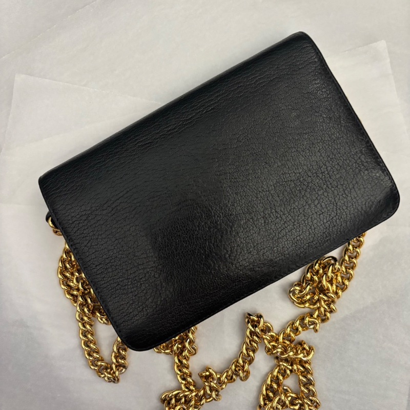 MiuMiu 黑色woc包 內含鏡子 肩背斜背手拿鏈條包 18×3.5×11 98新配件塵袋-9