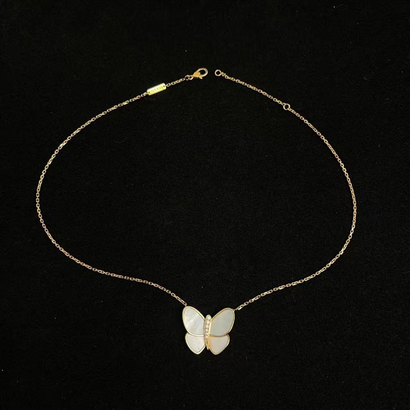 Vca Two Butterfl 大號蝴蝶鑽石 項鍊 寬度23.6MM  98新配件保卡 購證-1