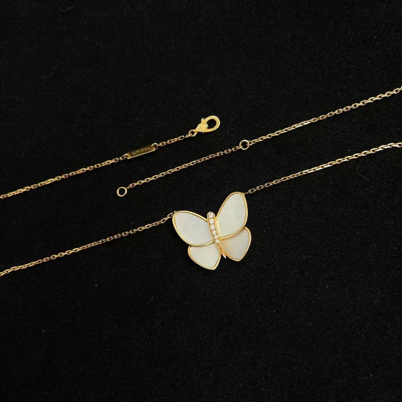 Vca Two Butterfl 大號蝴蝶鑽石 項鍊 寬度23.6MM  98新配件保卡 購證-4