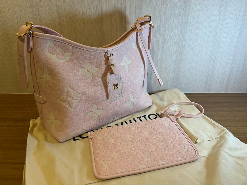 LV CarryAll PM Monogram Empreinte 粉色 壓紋牛皮-3