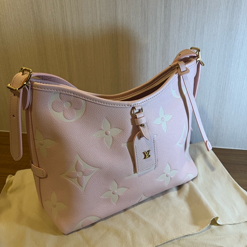 LV CarryAll PM Monogram Empreinte 粉色 壓紋牛皮-8