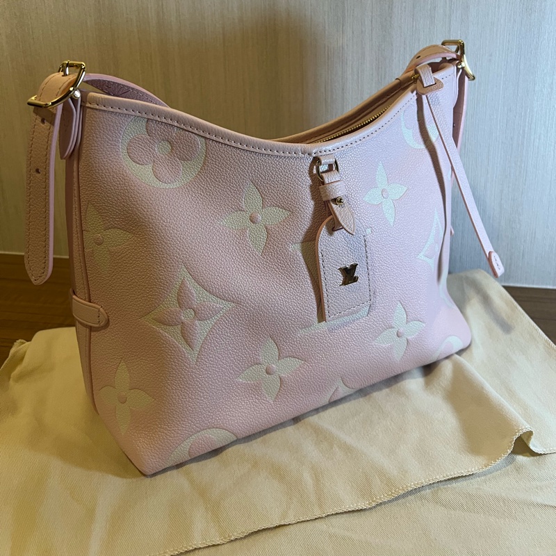 LV CarryAll PM Monogram Empreinte 粉色 壓紋牛皮-9